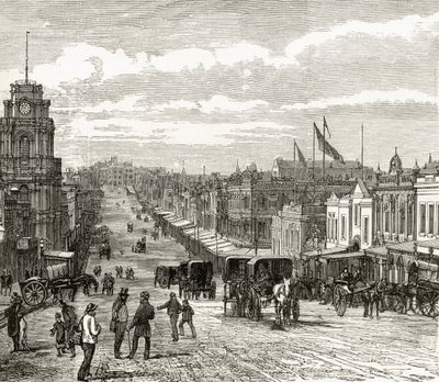 Mirando al este por la calle Bourke, Melbourne, c.1880, de 