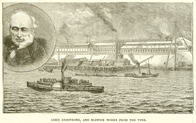 Lord Armstrong y las obras de Elswick desde el Tyne de English School