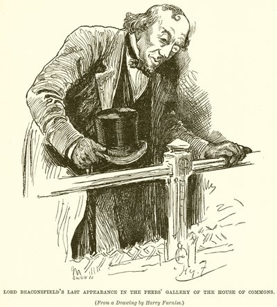 Última aparición de Lord Beaconsfield en la Galería de los Pares de la Cámara de los Comunes de English School