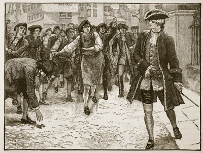 Lord Bute y los londinenses, 1763, ilustración de Cassells Illustrated History of England de English School