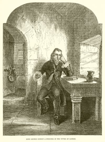 Lord George Gordon prisionero en la Torre de Londres de English School
