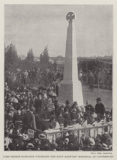Lord George Hamilton develando el Monumento a los Mártires de Kent en Canterbury de English School