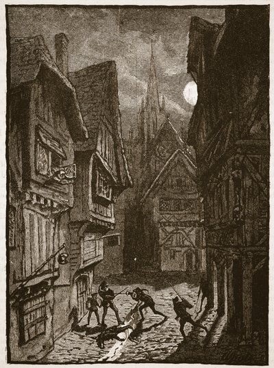 Lord Grey y sus seguidores atacando al conde de Southampton, ilustración de la Historia Ilustrada de Inglaterra de Cassell de English School