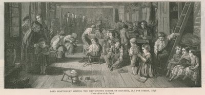 Lord Shaftesbury visitando la Escuela de Industria de Westminster, Old Pye Street, Londres, 1846 de English School