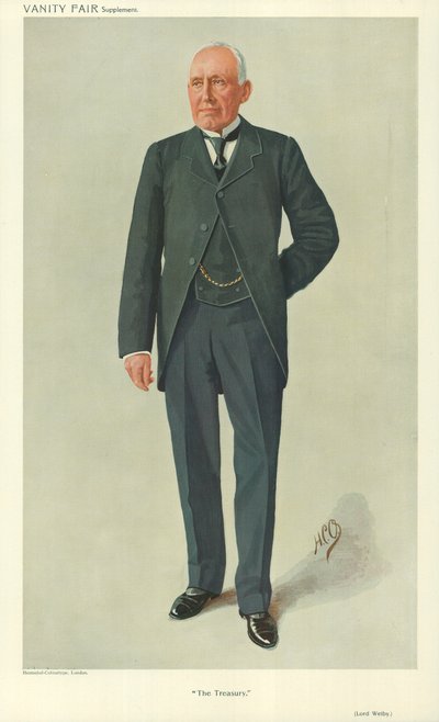 Lord Welby, El Tesoro, 10 de marzo de 1910, caricatura de Vanity Fair de English School
