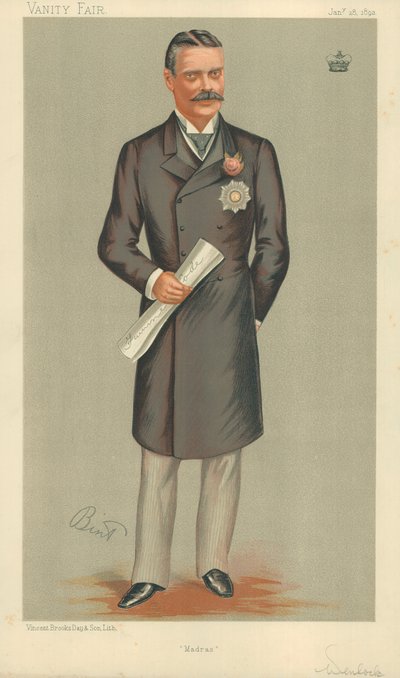 Lord Wenlock, Madras, 28 de enero de 1893, caricatura de Vanity Fair de English School