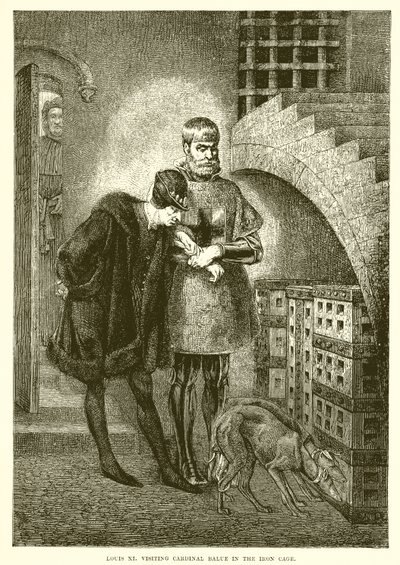 Luis XI visitando al cardenal Balue en la edad de hierro de English School