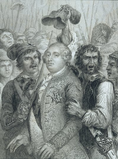 Luis XVI (1754-93), Rey de Francia, llevado por el pueblo desde el Palacio de las Tullerías el 20 de junio de 1792 de English School