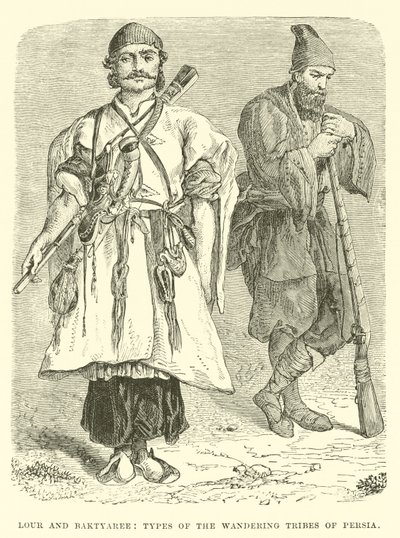 Lour y Baktyaree, tipos de las tribus nómadas de Persia de English School