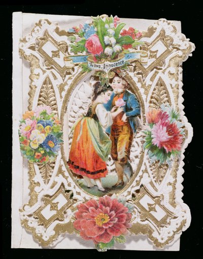 Amor, Inocencia, tarjeta de San Valentín, c.1870 de English School