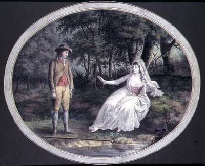 Amantes en un paisaje boscoso de English School