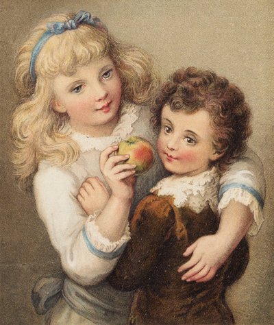 La manzana de Lucy (litografía en color) de English School