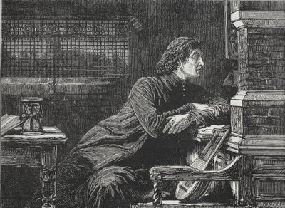 Lutero en la ventana, ilustración de La Historia del Protestantismo de James Aitken Wylie, pub. 1878 de English School