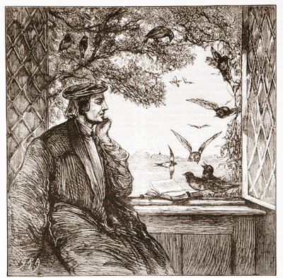 Lutero junto al Castillo de Coburgo: la Dieta de los Grajos, ilustración de La Historia del Protestantismo de James Aitken Wylie, pub. 1878 de English School