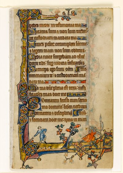 David y Goliat, decoración marginal del Salterio de Macclesfield, Uso de Sarum, East Anglia, c.1330 de English School