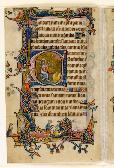 Isaías rezando, inicial historiada del Salterio de Macclesfield, Uso de Sarum, East Anglia, c.1330 de English School