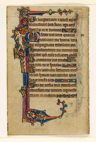 Un músico desnudo, decoración marginal del Salterio de Macclesfield, Uso de Sarum, East Anglia, c.1330 de English School