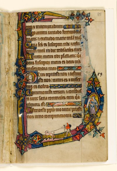 Un penitente con perro, decoración marginal del Salterio de Macclesfield, Uso de Sarum, East Anglia, c.1330 de English School