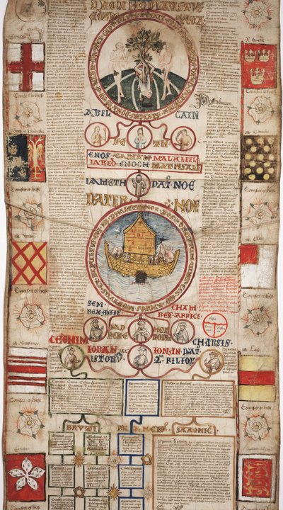 MS Lewis E 201 sección 2, Crónica de la Historia del Mundo desde la Creación hasta Woden, con una Genealogía de Eduardo IV, c.1461 de English School