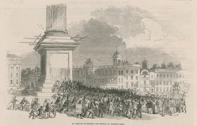 M Kossuth dirigiéndose al pueblo en Charing Cross de English School