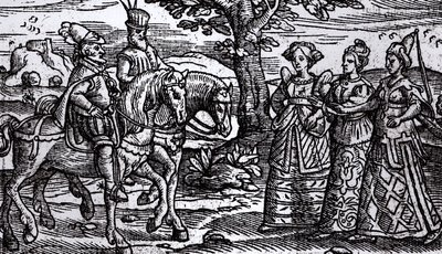 Macbeth, Banquo y las Tres Brujas, La Historia de Escocia, 1577 de English School