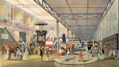 Maquinaria, de Imágenes Comprensivas de la Gran Exposición de 1851 de Dickinson, publicado 1854, litografía a color de English School