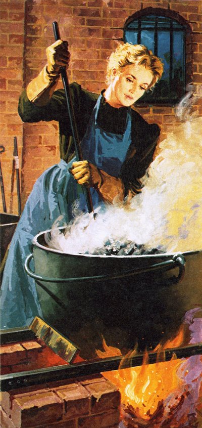 Madame Curie trabajando en su laboratorio de English School