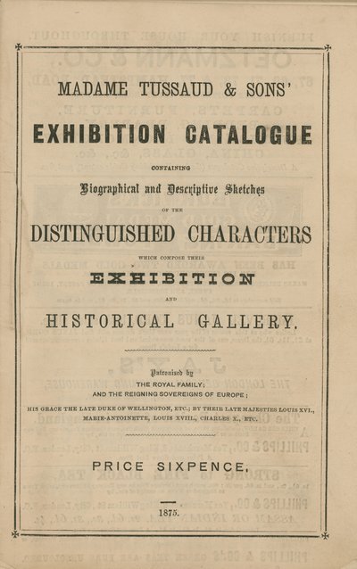 Catálogo de la Exposición de Madame Tussaud & Sons para 1875 de English School