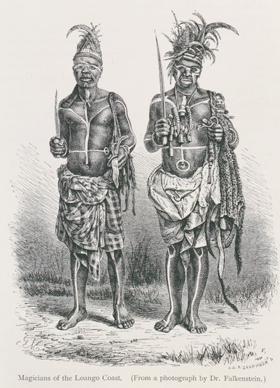Magos de la Costa de Loango, grabado de una fotografía por el Dr. Falkenstein, de 