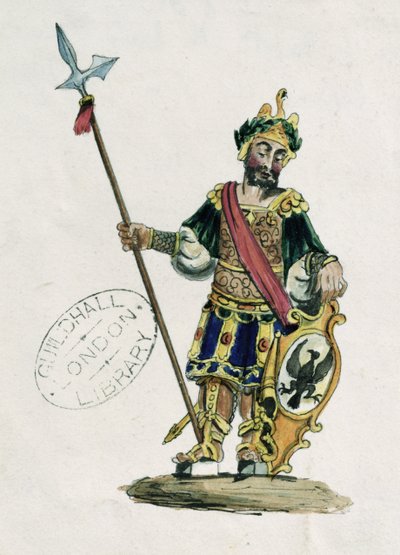 Magog, ilustración de las estatuas de los gigantes legendarios del Guildhall de English School