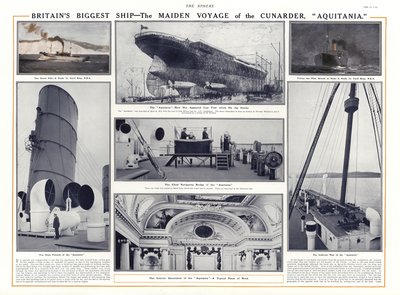 Viaje inaugural del transatlántico Aquitania de Cunard, 1914 de English School
