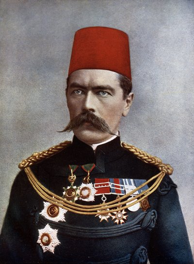General de División Lord Horatio Herbert Kitchener (1850-1916) de Jartum y de Broome, ilustración de "Celebrities of the Army" de Charles N. Robinson, publicada en 1900 (litografía en color) de English School