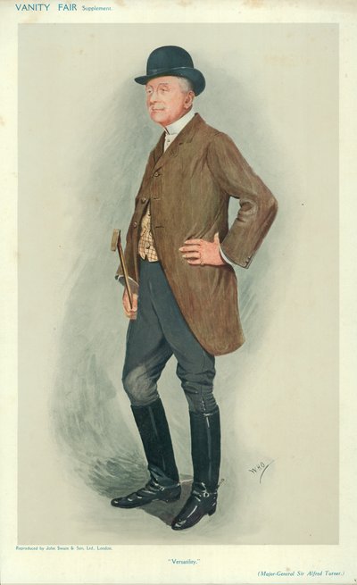 Mayor-General Sir Alfred Turner, Versatilidad, 8 de junio de 1910, caricatura de Vanity Fair de English School