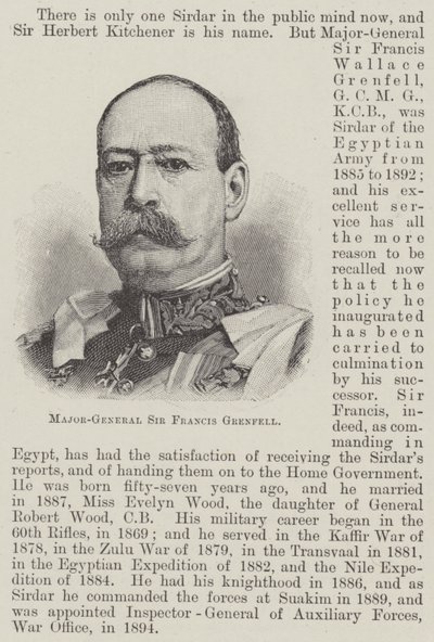 Mayor General Sir Francis Grenfell (grabado) de English School