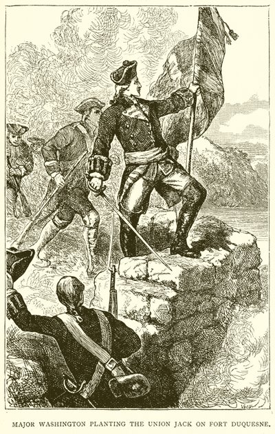 El Mayor Washington Plantando la Union Jack en el Fuerte Duquesne de English School