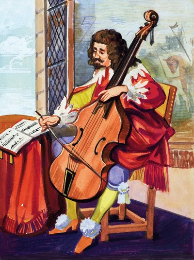 Hombre tocando el violonchelo de English School