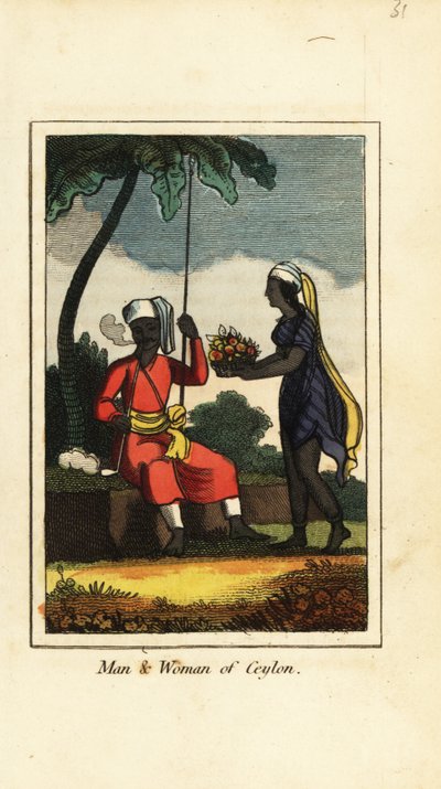Hombre y mujer de Ceilán (Sri Lanka) de English School