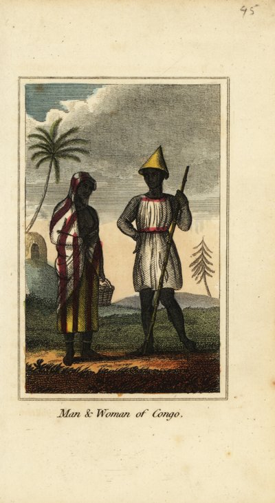Hombre y mujer del Congo o Guinea Inferior, África de English School