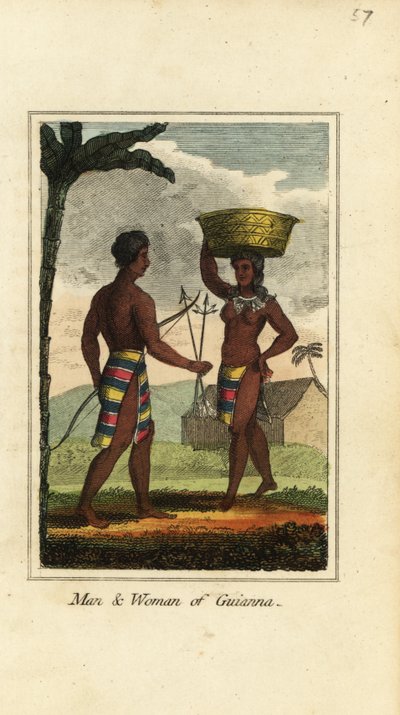 Hombre y mujer de Guianna o Guyana, América del Sur de English School