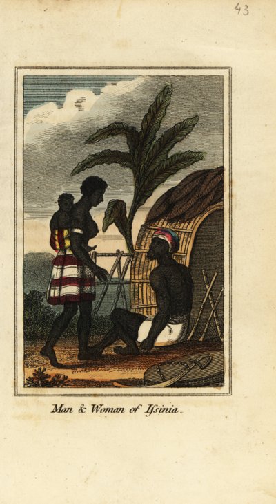 Hombre y mujer de Issinia, Guinea, África Occidental de English School