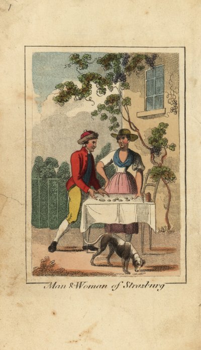 Hombre y mujer de Estrasburgo, Alsacia, Francia de English School