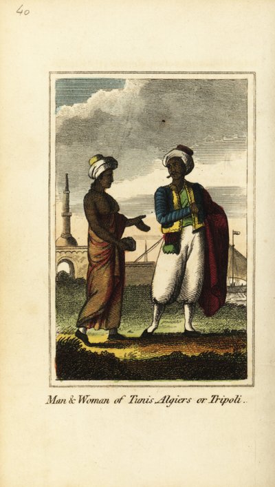 Hombre y mujer de Túnez, Argel o Trípoli de English School