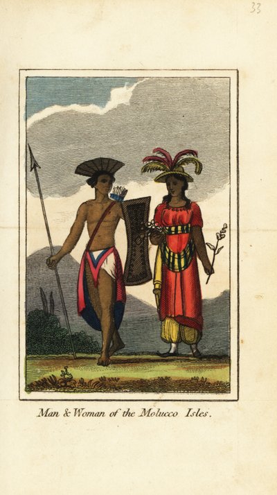 Hombre y mujer de las Islas Molucas de English School