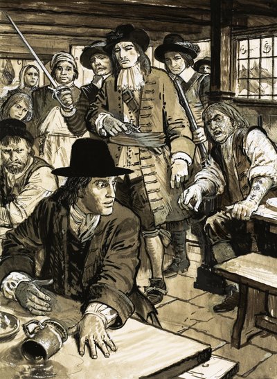Hombre atrapado en un pub de English School
