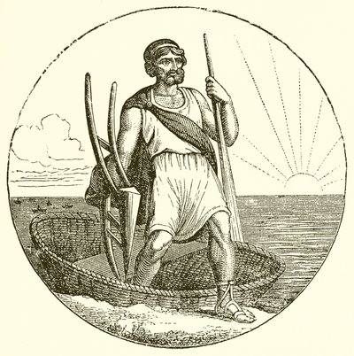 Hombre en coracle de English School