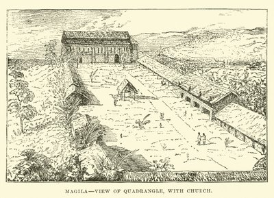 Mangila, vista del patio, con iglesia de English School