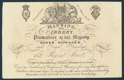 Manning, tarde Carnery, plumassier, tarjeta comercial de English School