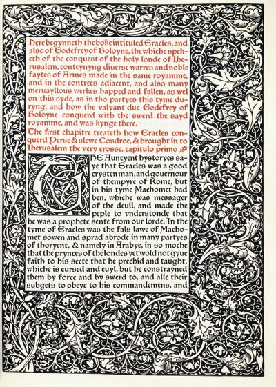 Manuscrito con inicial historiada "G" y borde de página completo, 1893 de English School