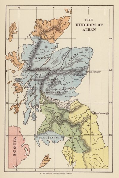 Mapa: El Reino de Alban (litografía en color) de English School