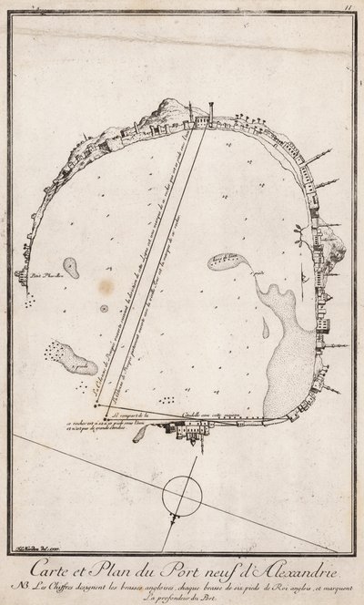 Mapa y plano del Puerto de Alejandría, Egipto de English School